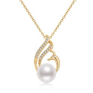 New fashion exquisite 14K gold package fresh water pearl Necklace 9-9.5mm